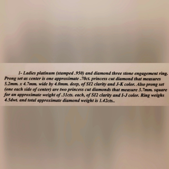 Platinum .950 Diamond Three Stone Princess Cut. - Picture 16 of 16